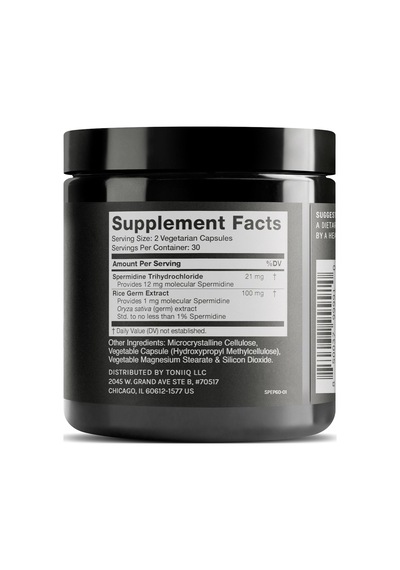 Toniiq Spermidine Rice Germ Extract And Trihydrochloride 22mg 60 Vegetarian Caps