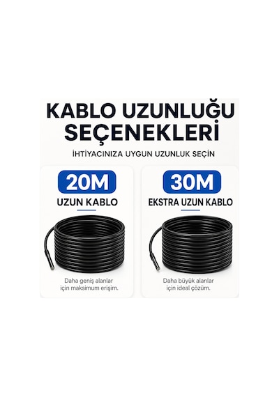 20 Metre Ekranlı 2 Kameralı Endoskop Yılan Kamera