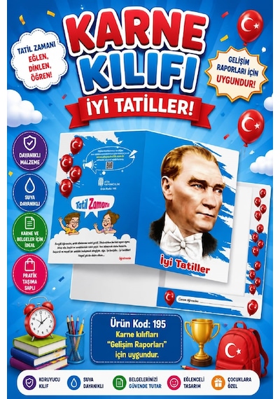 Ata Okul Öncesi Ve İlkokullar İçin Karne Kılıfı Gelişim Dosyasına Uygun Ürün Kodu:195 5 Adet