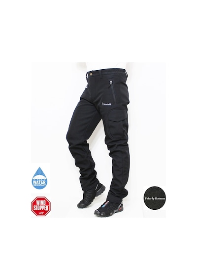 Mudwill Softshell Kargo Cepli Kışlık Pantolon-Siyah