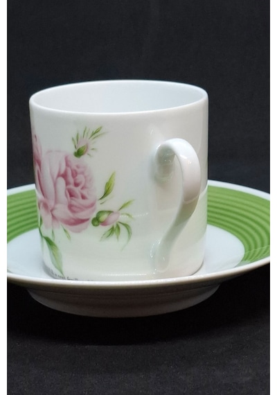 Rosier Temalı Kahve Fincanı Ve Tabağı 140 Ml Yeşil