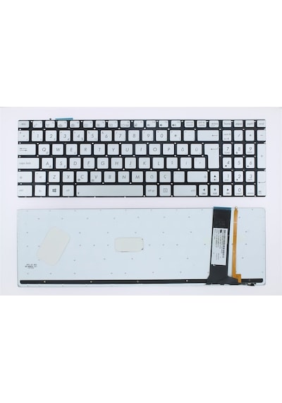 Asus Uyumlu N550 N550J N550Ja N550Jk N550Jv Klavye Gümüş Led Işıklı 127140101337