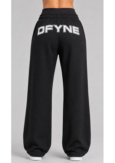 Dfyne Regular Kadın Siyah Bol Paça Oversize Eşofman Altı