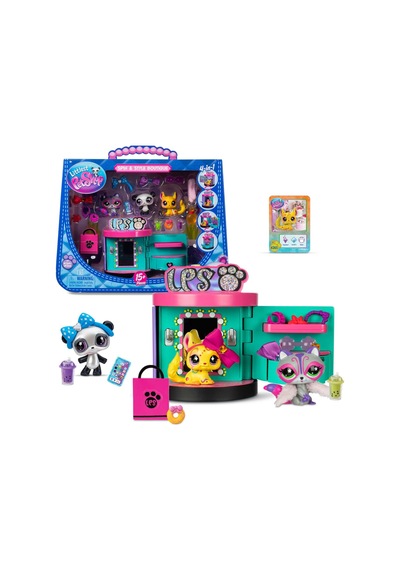 Littlest Pet Shop Spin & Style Boutique 4'ü 1 Arada 3 Figür 15+ Aksesuar Butik Oyun Seti Taşınabilir