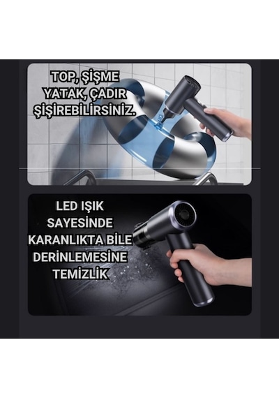 Polham 130w 20.000pa 7800mah Şarjlı Profesyonel Araç Süpürgesi, Led Işıklı Oto Süpürge Ve Üfleme Makinası