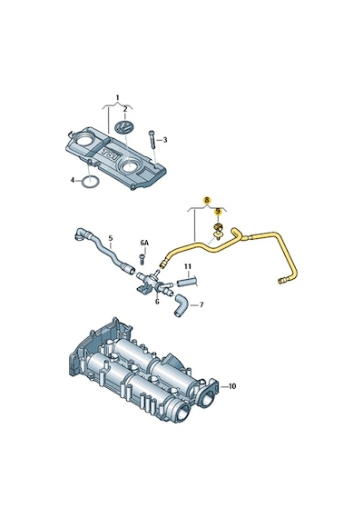 Vw Jetta 2011-14 1.4tsi Cax Motor Havalandırma Borusu 03c103493ap