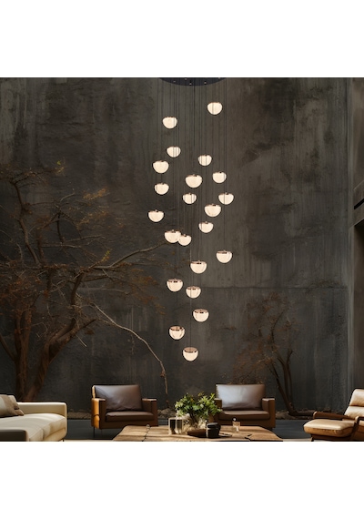Derem 22'li Siyah Gold 200 Watt Yuvarlak Kristal Taşlı Salon Led Sarkıt Avize Siyah