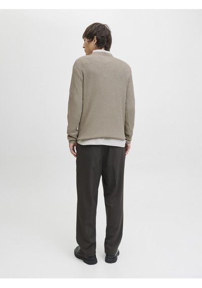 Jack & Jones Jack Jones Erkek Desenli Örgü Kazak 12283381 Krem
