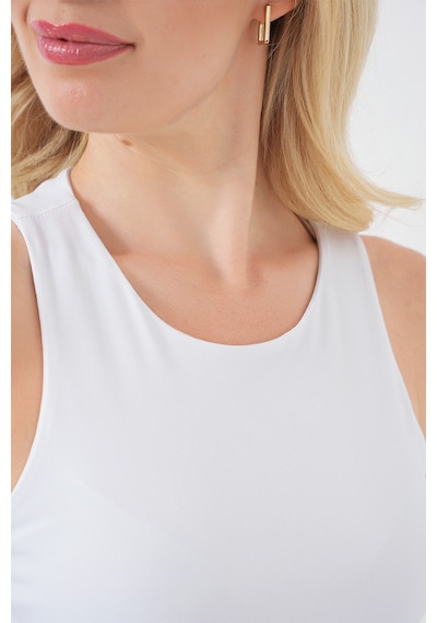 Bigdart Kadın Halter Yaka Çıtçıtlı Body 972 - Beyaz