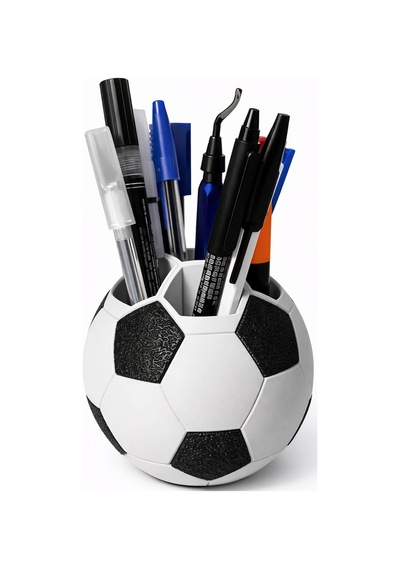 Futbol Topu Kalemlik Masaüstü Kalem Organizer Dekoratif Kalem Tutucu Ofis & Kalemlik Siyah - Beyaz