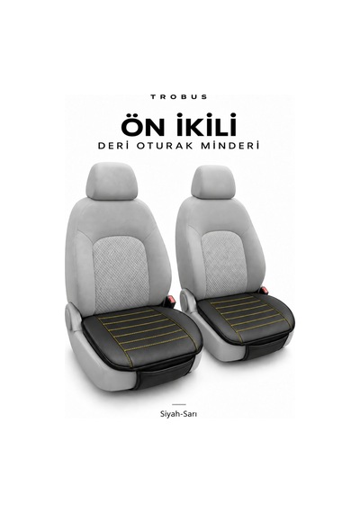Audi A4 2001-2004 Çizgili Suni Deri 3'lü Minder Siyah Sarı