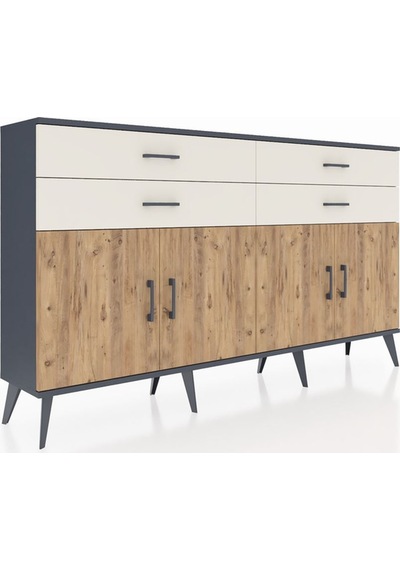 Arges Konsol 2 Raflı 4 Çekmeceli 8 Kapaklı 176x30x99 Antrasit-çam Antrasit-çam/aytaşı Arges Konsol 2 Raflı 4 Çekmeceli 8 Kapaklı 176x30x99 Antrasit-çam Antrasit-çam/aytaşı