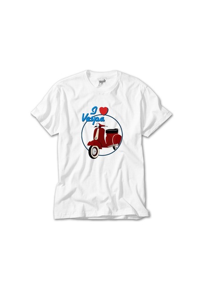 Vespa I Love Beyaz Tişört Beyaz