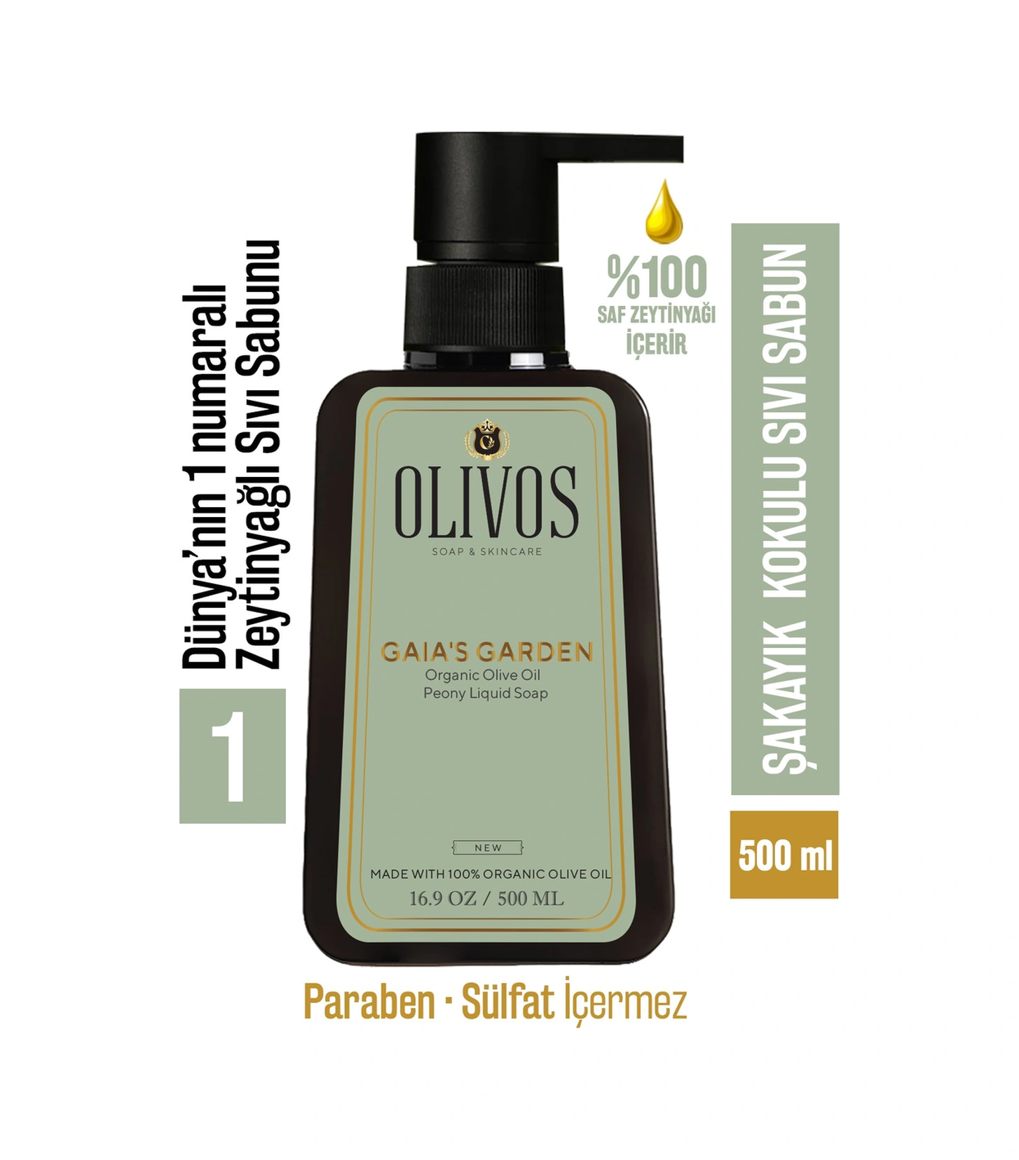 Olivos Doğal Zeytinyağlı Şakayık Kokulu Sıvı El Sabun 500 ML