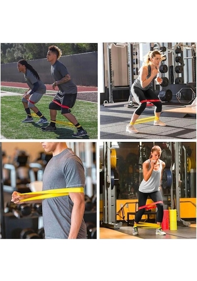Ollevra 5li Egzersiz Direnç Bant Seti Pilates Crossfit Ekipmanları Çok Renkli