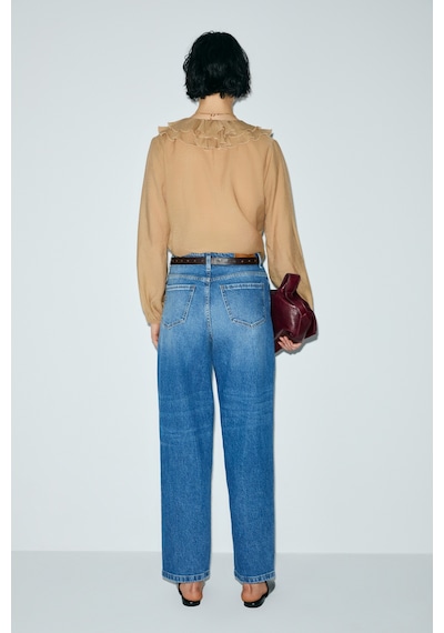 Lufian Lotus Kadın Denim Mom Fıt- Yüksek Bel Mavi Mavi 121200009100300