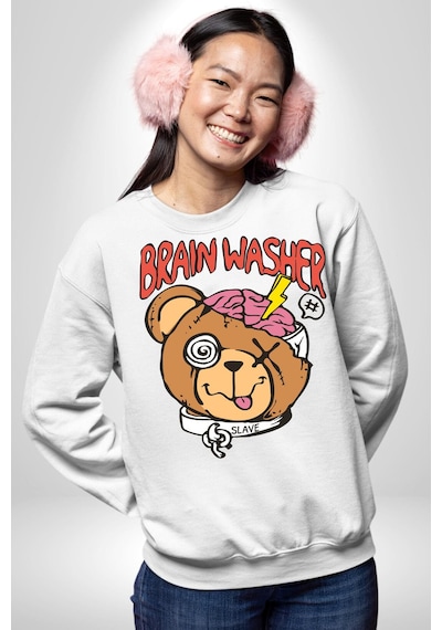 Beyin Yıkama Unisex Beyaz Sweatshirt Beyaz