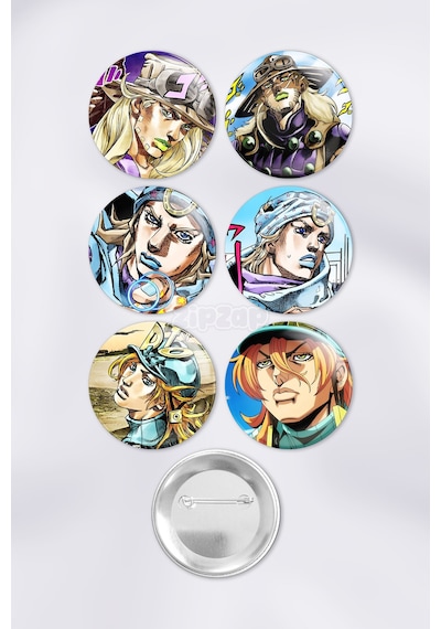 Steel Ball Run Jojo Anime Animasyon Çanta Rozet İğneli Buton Rozet Seti Adet Altılı