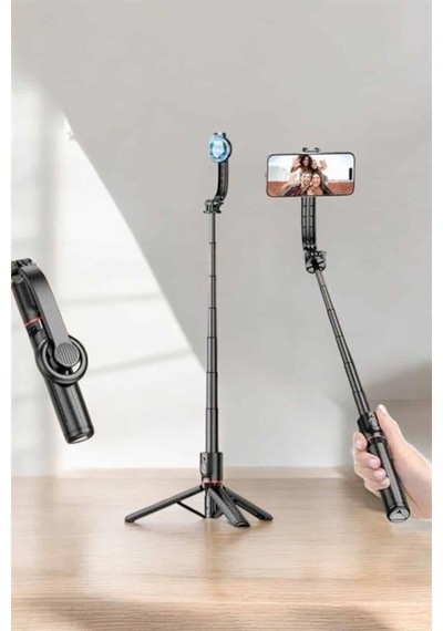 Muratech Kumandalı Tripod Telefon Tutucu Selfie Çubuğu 360 Derece Dönebilen