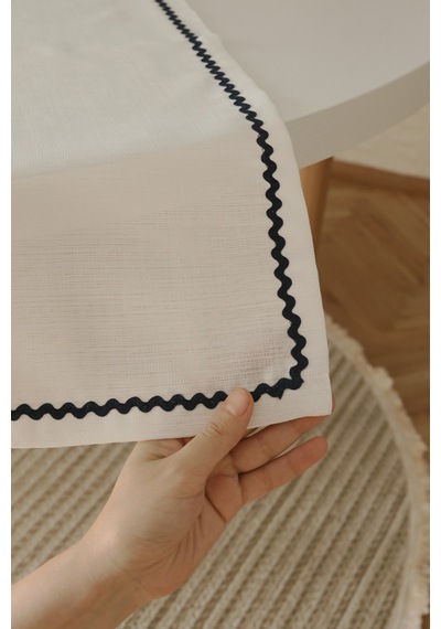 Yakacihome Ziggy Duck Keten Yıkanabilir Leke Tutmaz Lacivert Su Taşı Biyeli Runner 40x140 Cm Kahverengi