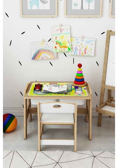 Lesson Montessori Ahşap Aktivite Masa Sandalye Takımı Yeşil