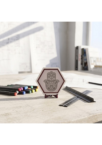 Modern Ve Butik Hamsa Masaüstü Objesi, Çalışma Alanınıza Özgünlük Katan Şık Ve Estetik Bir Tasarım Parçası 10x10 Cm, Yavru Ağzı
