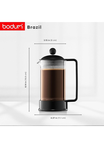 Brazıl Kahve Demleme Aparatı French Press Sistemi, Sabit Paslanmaz Çelik Filtre, 0,35 Litre Siyah Diğer