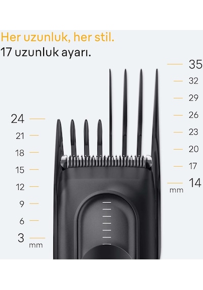 Braun Saç Kesme Makinesi Series 5, +3 Aksesuar, Ömür Boyu Keskin Bıçak, 17 Uzunluk Hc5530