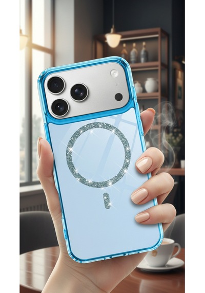 Apple Apple iPhone 17 Pro Max İçin Uyumlu Magsafe Özellikli Işıltılı Tasarımlı Ekstra Darbe Korumalı Kapak