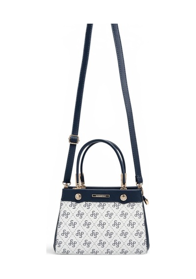 Silver & Polo Silver Polo Beyaz - Lacivert Monogram Kadın El Çantası Sp1292