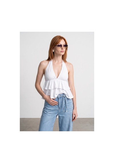 Dilvin 33017 Lyocell Halter Top-beyaz-16462