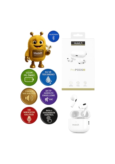 Mobilx Pro 2 Airpods Pro 2 Görünümlü Premium Stereo Ses Hd Mikrofon Kablosuz Bluetooth Kulaklık