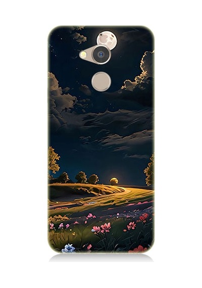 General Mobile Discovery Gm8 Uyumlu Ay Ve Çiçekler Desenli Silikon Kılıf