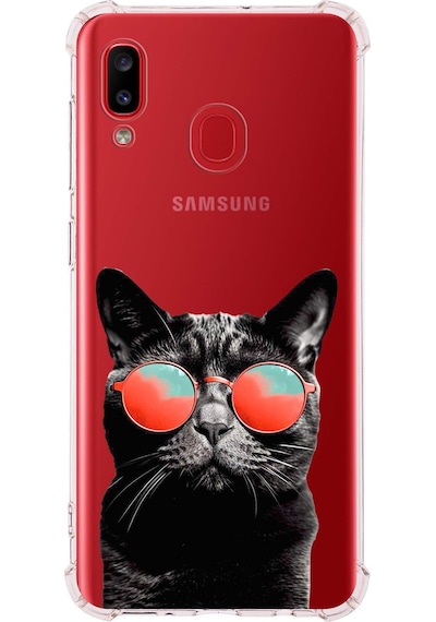 Samsung Galaxy A20 Uyumlu Kedi 3 Baskılı Şeffaf Köşe Korumalı Antişok Kılıf
