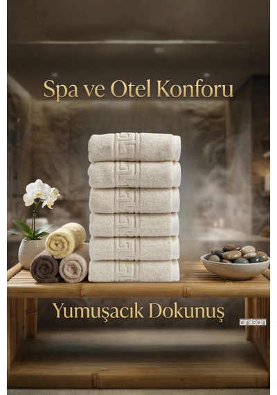Krem Greek El Havlusu - 50x90 Cm, 225 Gr, %100 Pamuk, Spa Ve Otel Havlusu, Günlük Kullanıma Uygun Krem