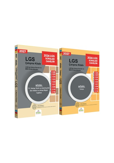 2027 LGS 8.Sınıf Çıkmış ve MEB Örnek Sorular Türkçe-Tarih-Din-İng SÖZEL Çalışma Kitabı 2li Kitap SET