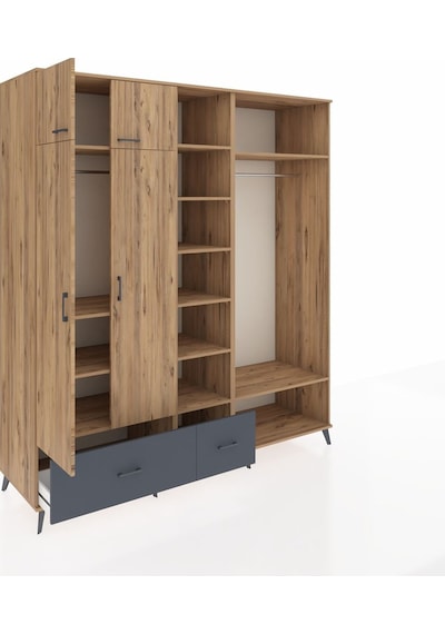 Kronos Dolap 12 Raflı 2 Çekmeceli 2 Askılı 220x59x243 Çam-çam/antrasit Atlas Çam/antrasıt Kronos Dolap 12 Raflı 2 Çekmeceli 2 Askılı 220x59x243 Çam-çam/antrasit Atlas Çam/antrasıt