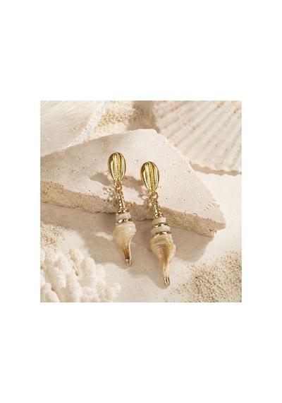 Gold Deniz Kabuğu Sallantılı Kadın Küpe Sahil Temalı Zarif Deniz Kabuğu Küpe Krem - 886706123 Krem - 886706123 Krem