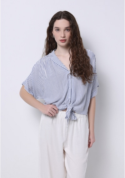 Colin's Colins Regular Fit Shirt Neck Çizgili Kadın Mavi Kısa Kol Gömlek Cl1074646 Q1.v1 Ble Mavi Colin's Colins Regular Fit Shirt Neck Çizgili Kadın Mavi Kısa Kol Gömlek Cl1074646 Q1.v1 Ble Mavi