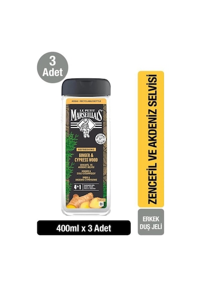 Le Petit Marseillais Duş Jeli Zencefil & Akdeniz Selvisi 400 ML x3