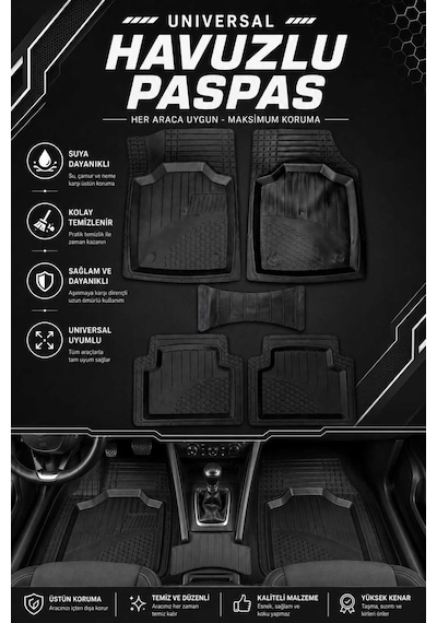 Opel İnsignia 2016+ Universal Havuzlu Paspas Takımı Mavi