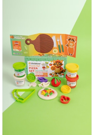 Childgen Doğal Oyun Hamuru Sevimli Patiler - Pizza Set Çok Renkli