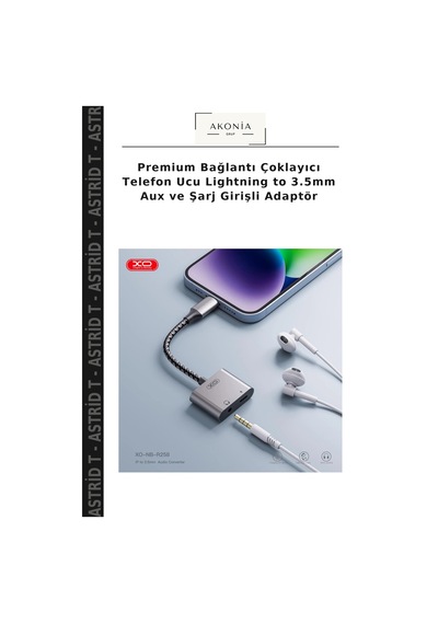 Premium Bağlantı Çoklayıcı Telefon Ucu Lightning To 3.5mm Aux Ve Şarj Girişli Adaptör