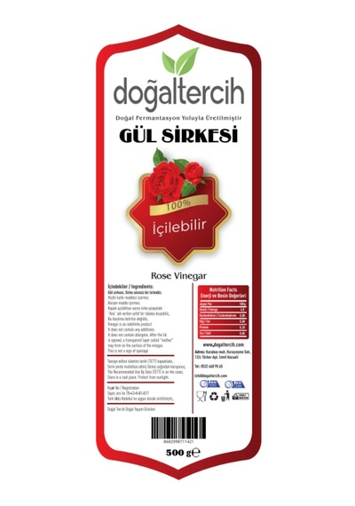 Doğaltercih İçilebilir Doğal Fermantasyon Gül Sirkesi 500 Ml