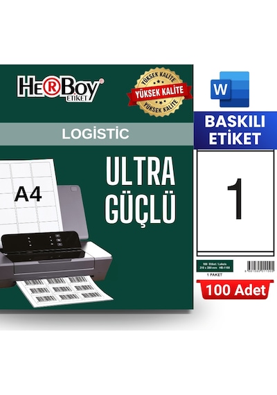 Herboy Hb-1100 210 X 280 Mm A4 Baskılı Laser Etiket 100 Adet