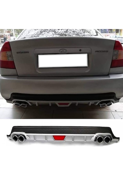 Hyundai Accent Era Uyumlu Gri Difüzör Difizör Yuvarlak Egzoz Görünüm Kulaklı Tip