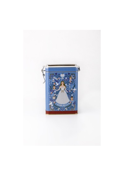 Tales Cinderella Desenli Kilitli Kapaklı Dikdörtgen Metal Saklama Kabı 7.5 x 10 x 15 CM 1 L Çok Renkli