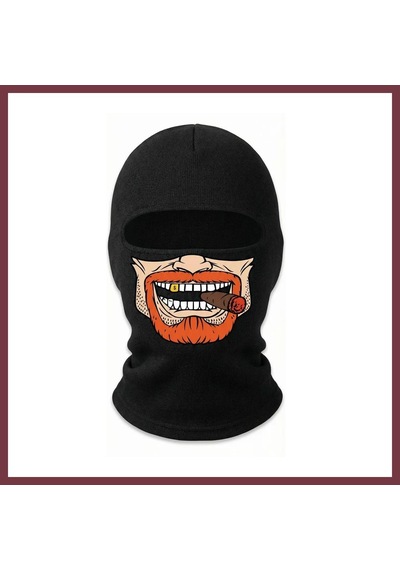 Storeşahin Unisex Sakallı Puro Baskılı Balaklava 1 Adet Tek Beden Viskoz Kask İçi Outdoor Maske Renk: Siyah Beden: Standart Shn0720
