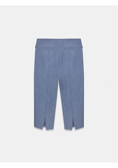 Dilvin 72649 Yırtmaçlı Kumaş Bermuda-indigo İndigo