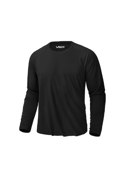 Rich Erkek Siyah 4'lü Paket Basic Uzun Kollu Tişört Sporcu Body T-shirt Siyah